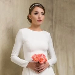 Body Mariage Manches Longues En Crêpe Amaryllis