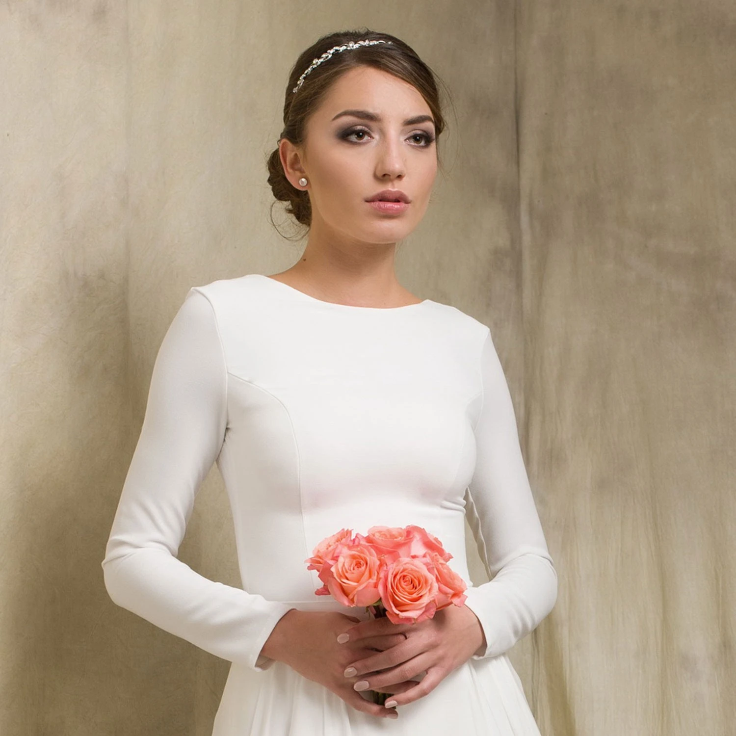 Body Mariage Manches Longues En Crêpe Amaryllis