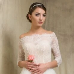 Body Mariage Dentelle Col Bateau Manches 3/4 Bouvardia