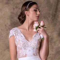 Body Mariage Manches Courtes Dentelle Française Iris