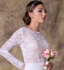 Body Mariage Manches Longues En Dentelle Pivoine