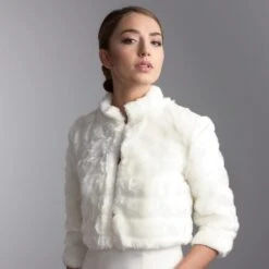 Boléro Mariée Fausse Fourrure Manches 3/4 Ausilia