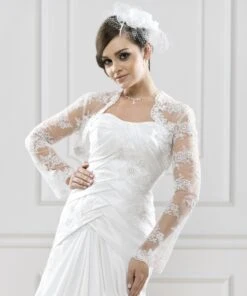 Boléro Mariage Dentelle Manches Longues évasées Teresa