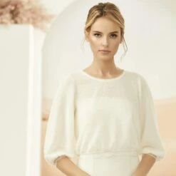 Pull Mariée Effet Cachemire E334 Bianco Evento