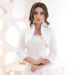 Boléro Mariée Fausse Fourrure Manches 3/4 Paige