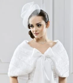 Boléro Mariage Fausse Fourrue Noeud Satin Selena