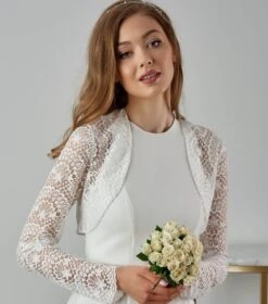 Boléro De Mariage Manches Longues Dentelle Guipure Sophia