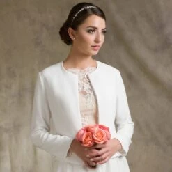 Boléro Mariée Manches Longues En Mousseline Yara