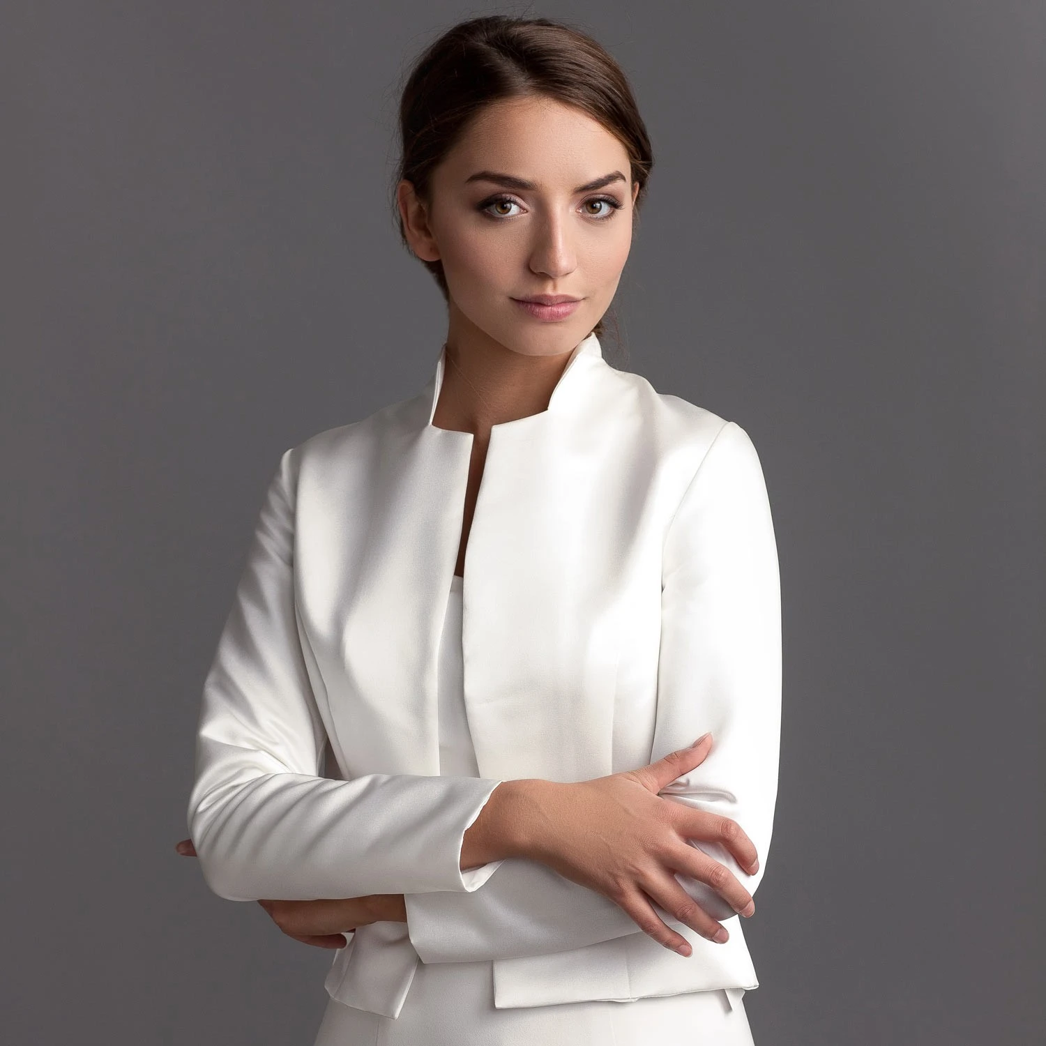 Boléro Mariée Satin Manches Longues Kim