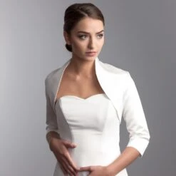 Boléro Mariée Satin Manches 3/4 Nerea