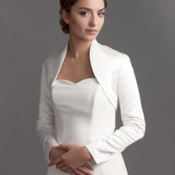 Boléro Mariage Satin Manches Longues Ombretta