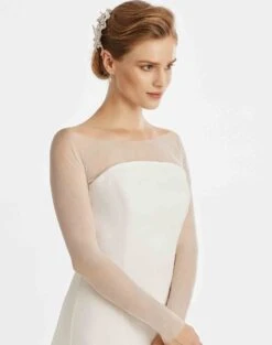 Boléro Mariée Tulle Stretch Ivoire Manches Longues Esther
