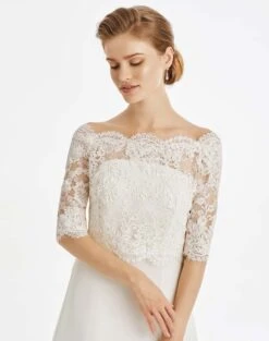 Boléro Mariage Dentelle Manche 3/4 Oceane