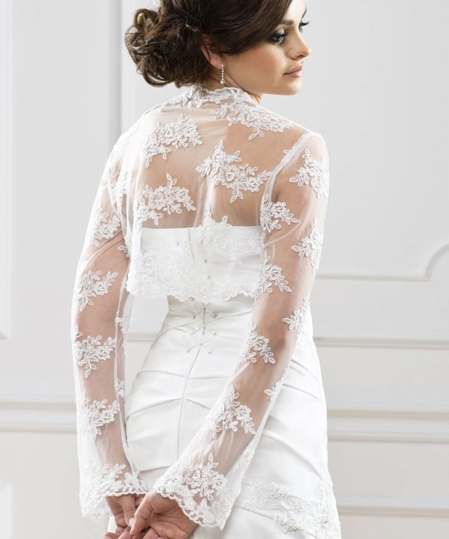 Boléro Mariage Dentelle Manches Longues évasées Teresa – Image 2