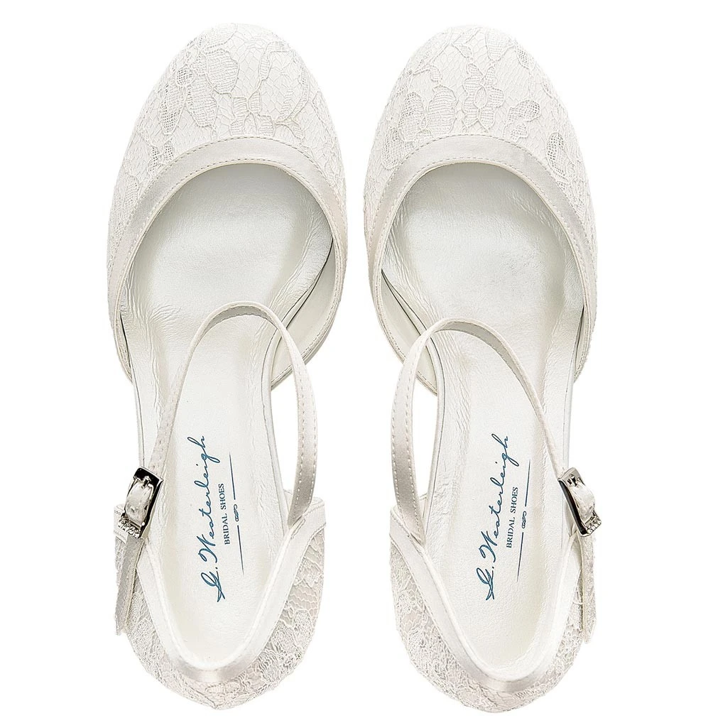 Chaussure Mariage Dentelle Ivoire Ou Blanc à Bride Daisy – Image 3