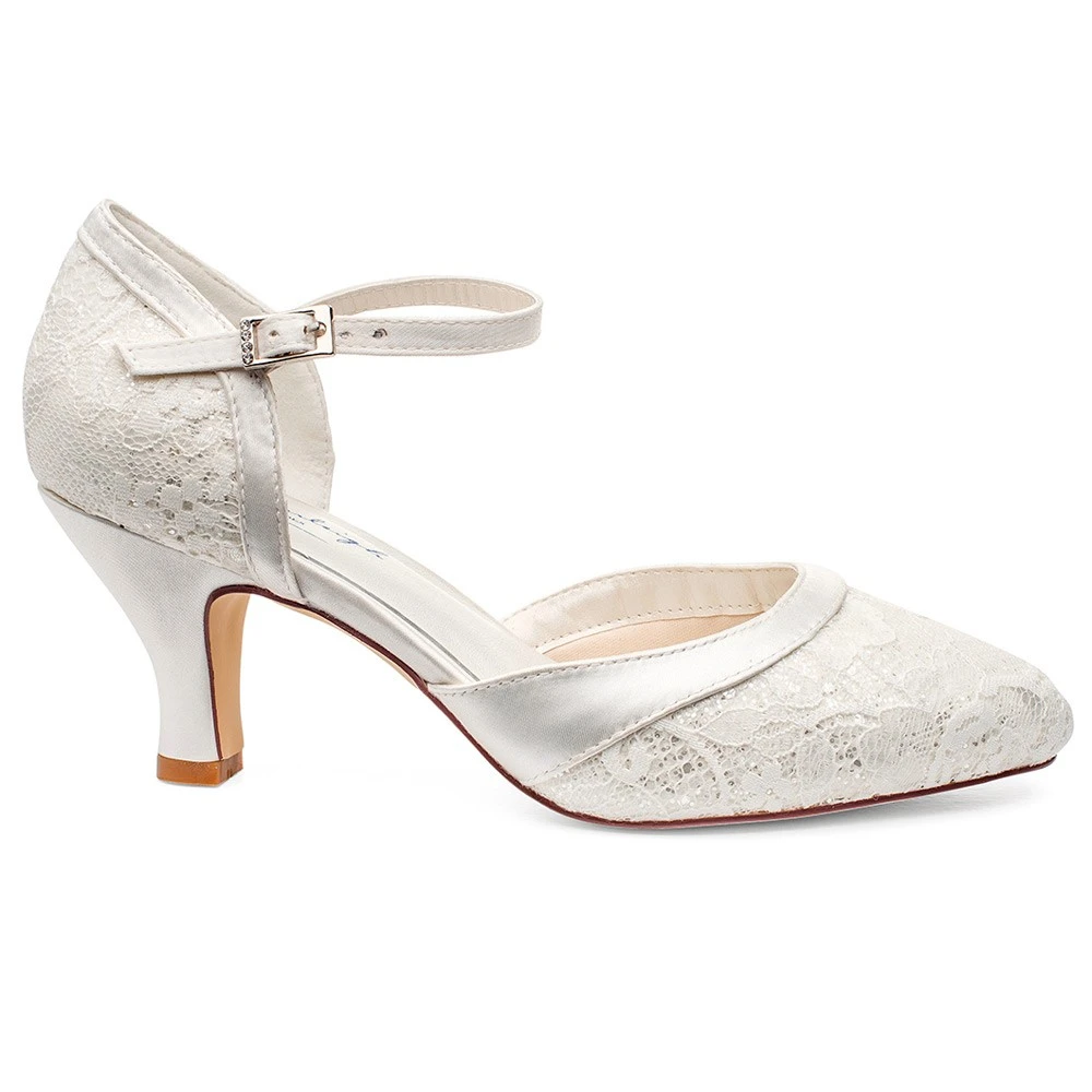 Chaussure Mariage à Dentelle Pailletée Bordure Satin Maggie Westerleigh – Image 2