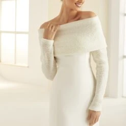 E290 - Bianco Evento – Boléro Mariage Laine Manches Longues