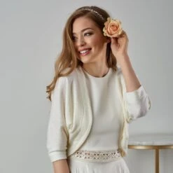 Gilet De Mariée Ivoire En Angora Jemma