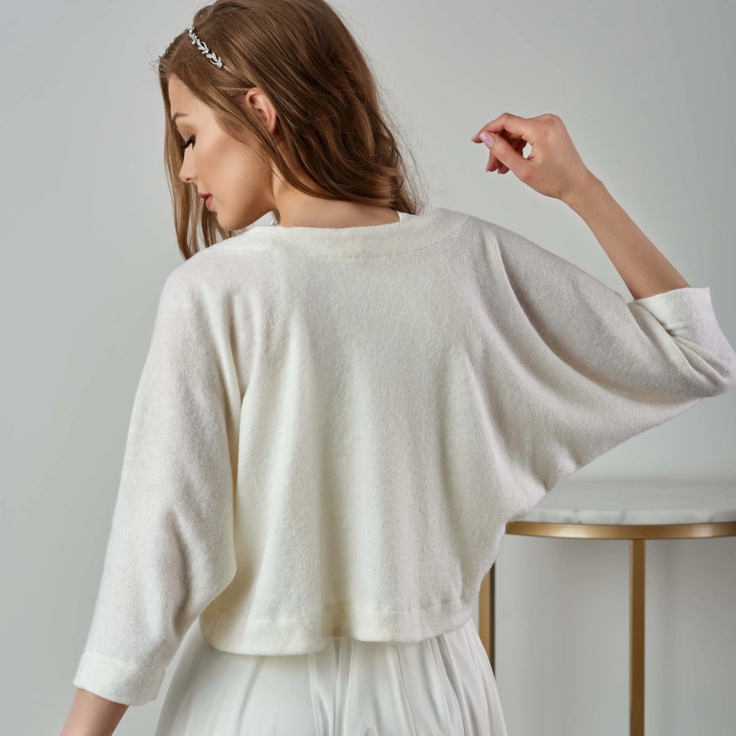 Gilet De Mariée Ivoire En Angora Jemma – Image 2