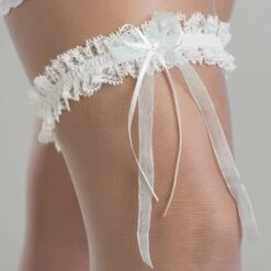 Jarretière Mariée Ivoire Et Bleu Avec Cristal Swarovski