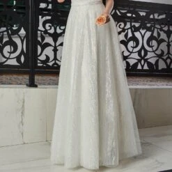 Jupe De Mariage Longue En Tulle Argenté Célia