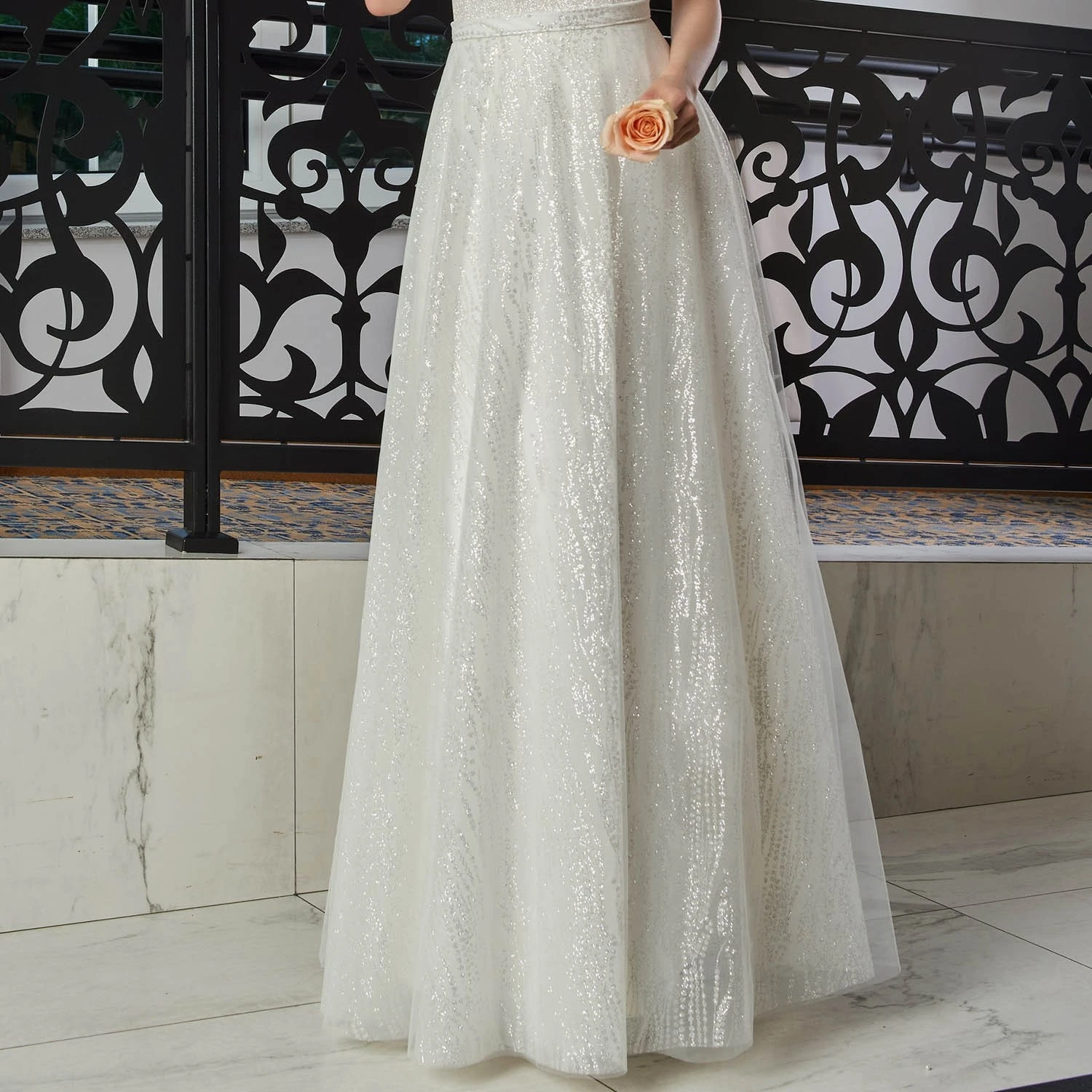 Jupe De Mariage Longue En Tulle Argenté Célia