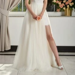 Jupe De Mariage Courte En Dentelle Et Tulle Long Brigitte