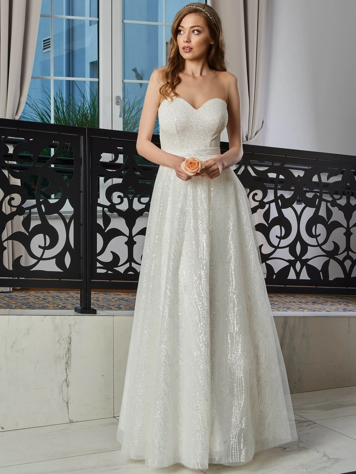 Jupe De Mariage Longue En Tulle Argenté Célia – Image 3