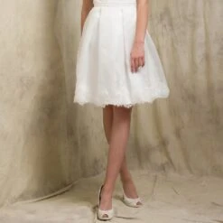 Jupe De Mariée Courte En Organza Et Dentelle Agathe