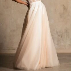 Jupe De Mariée En Tulle Beige Clair Léonie (longue, Mi Longue Ou Courte)