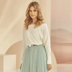 Pull Mariage Col Bateau E340 Bianco Evento