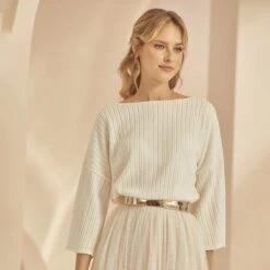 Pull Mariage En Tricot E342 Bianco Evento