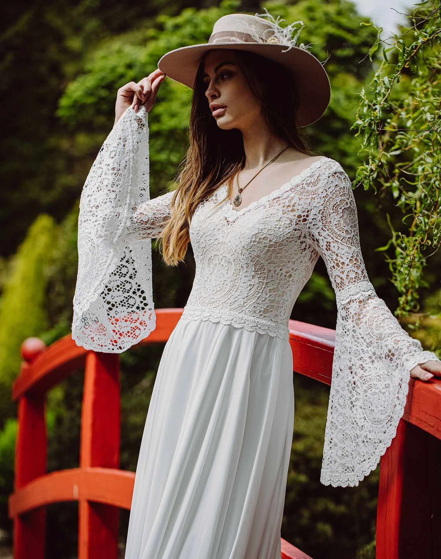 Robe Mariée Bohème Manches Longues évasées Psyché – Image 3