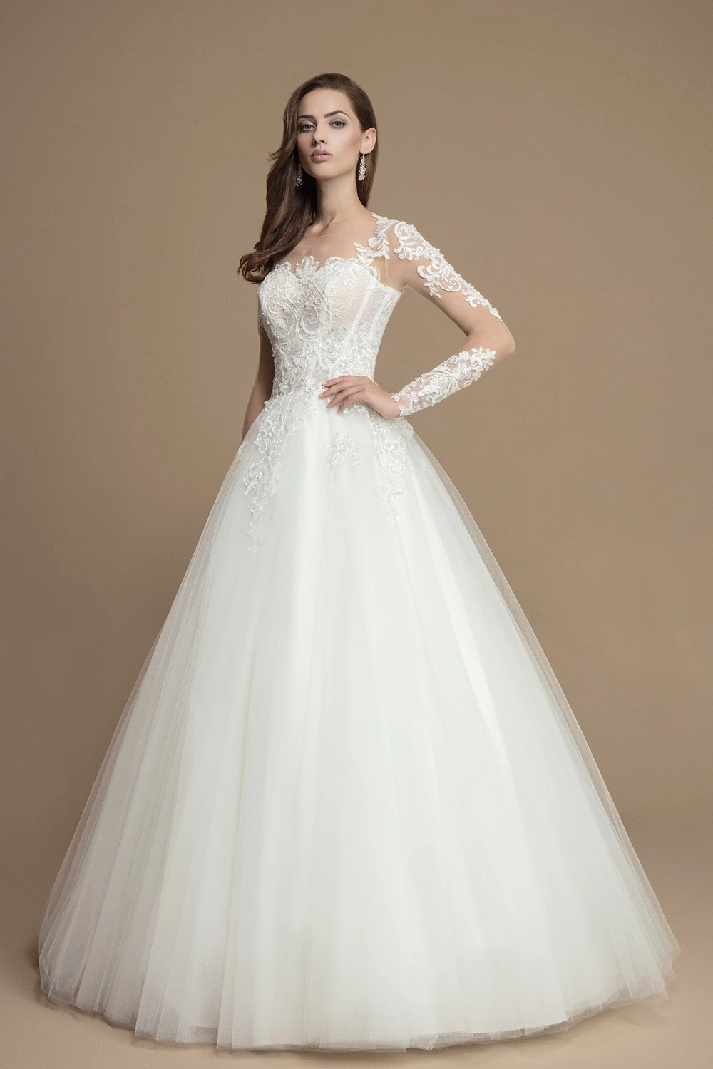 Robe De Mariée Princesse Dentelle Manches Longues Vanessa