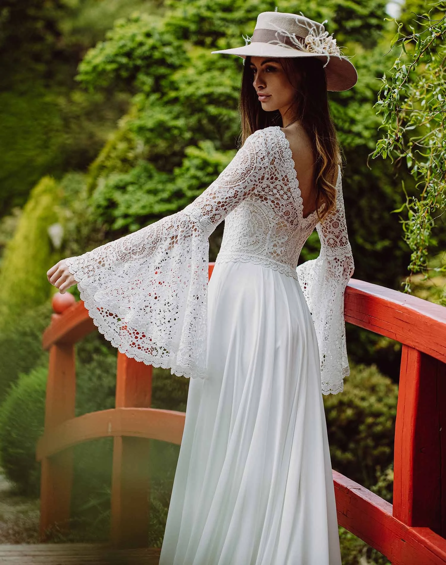 Robe Mariée Bohème Manches Longues évasées Psyché – Image 4