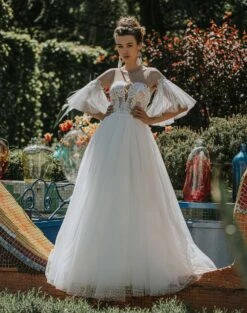 Robe De Mariage Bohème à Plumetis Et Manches Tyché