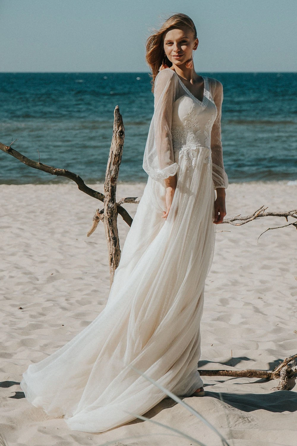 Robe De Mariée Bohème Manches Longues Ananké