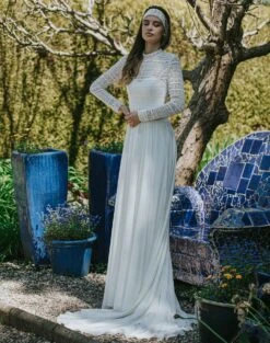 Robe De Mariée Bohème Dentelle Manches Longues Artemis