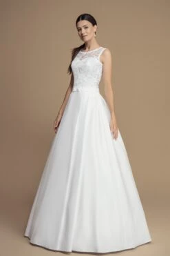 Robe De Mariée Bustier Dentelle Et Ceinture Satin Calliope