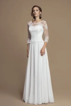 Robe De Mariage Dentelle Décolleté En V Dans Le Dos Joja