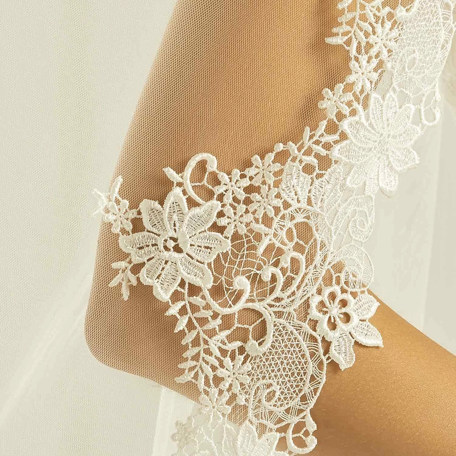 S283 - Bianco Evento Voile En Dentelle Guipure – Image 2