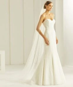 S305 - Bianco Evento Voile 3m Bordure Perles De Verre