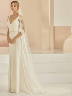 S404 Bianco Evento - Voile Mariage Bordure Dentelle