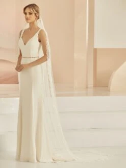 S407 Bianco Evento - Voile Mariée Dentelle à Sequins