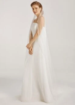 Voile Mariée Long Ivoire à Bordure Festonnée Lora