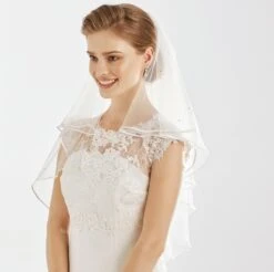 Voile Mariée Mi Long Bordure Satin Et Strass Swarovski Lavinia