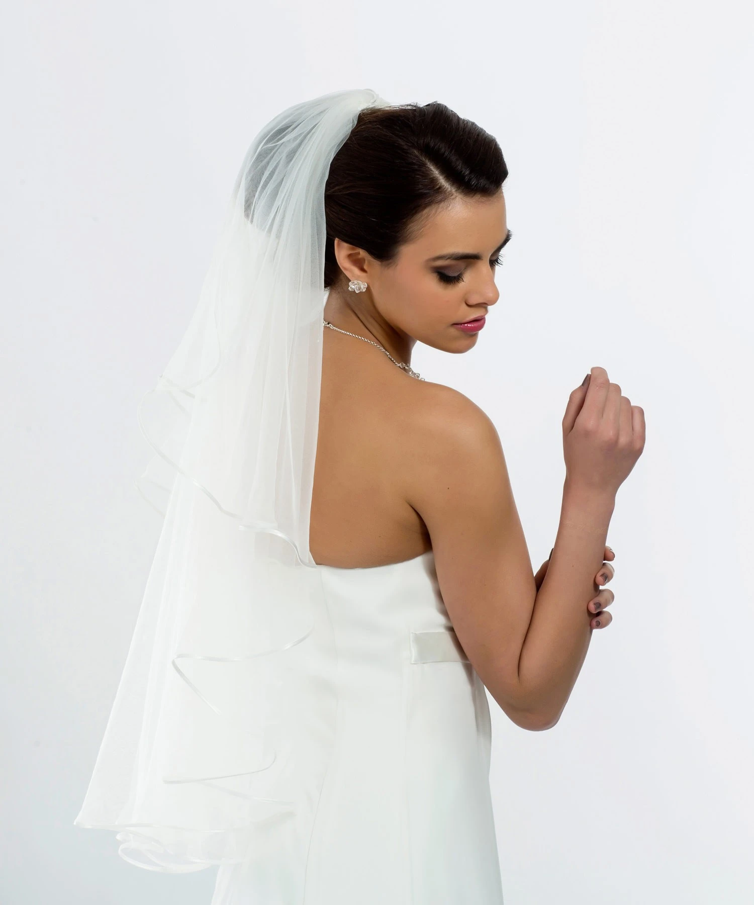 Voile Mariée Mi Long Bordure Satin Fernanda