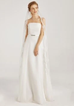 Voile De Mariage Long Dentelle Française Ivoire Sesta