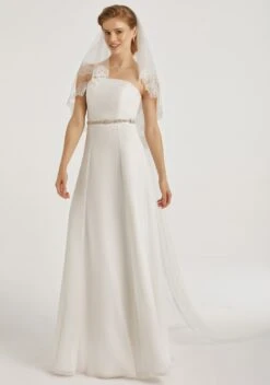 Voile Mariage Très Long Dentelle Ivoire Française Vita