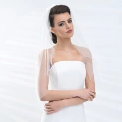 Voile De Mariée Ivoire Mi-long Bordure Festonnée Esperia